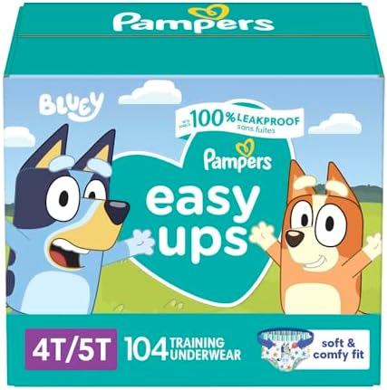 Pampers Training Pants - Easy Ups Boys & Girls Bluey - Size 4T-5T, 104 Count, Children's Potty Underwear (Packaging May Vary)