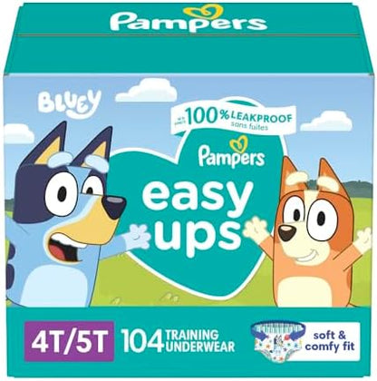 Pampers Training Pants - Easy Ups Boys & Girls Bluey - Size 4T-5T, 104 Count, Children's Potty Underwear (Packaging May Vary)