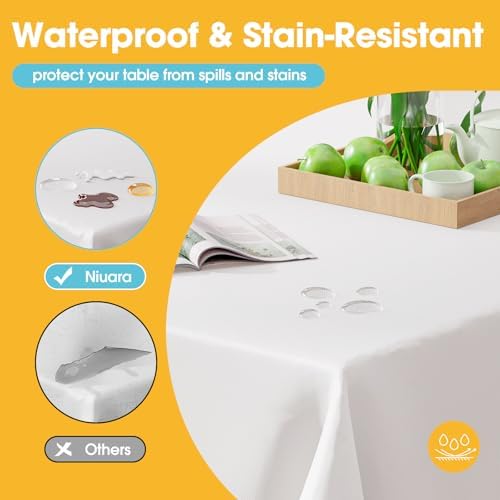 White Plastic Table Cloth - 8 Pack 54" × 108" Rectangle Disposable Tablecloths for 6FT Tables, Waterproof Table Cover for Party, Holiday & Gathering Use