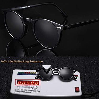 CARFIA Vintage Polarized Sunglasses for Men UV400 Protection Retro Fashion Eyewear Hand-crafted Acetate Frame CA5288L