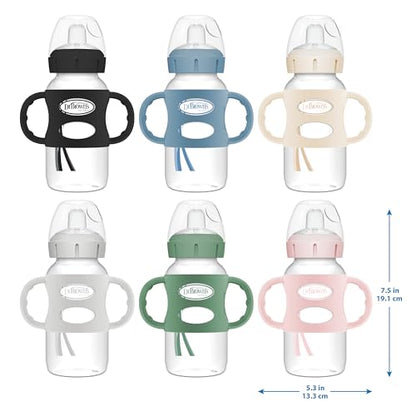 Dr. Brown's Milestones Wide-Neck Sippy Spout Bottle with 100% Silicone Handles, Easy-Grip Handles with Soft Sippy Spout, 9oz/270mL, Light-Pink & Ecru, 2-Pack, 6m+
