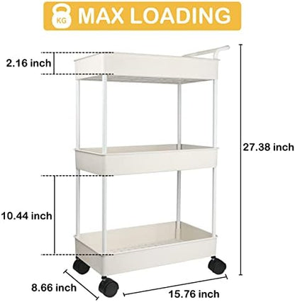 Baby Diaper Caddy, Plastic Movable Cart for Newborn Nursery Essentials Diaper Storage Caddy Organizer for Changing Table & Crib, Easy to Assemble, Beige