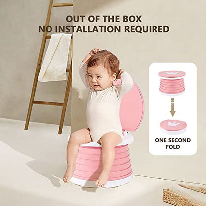 portable, foldable potty seat for toddler, Training Toilet Seat Emergency Toilet for Car, Camping, Outdoor, indoor (pink, small)