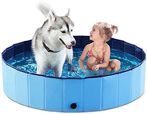 Jasonwell Foldable Dog Pet Bath Pool Collapsible Dog Pet Pool Bathing Tub Kiddie Pool Doggie Wading Pool for Puppy Small Medium Large Dogs Cats and Kids 48" Blue