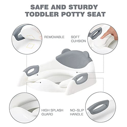 Potty Training Seat with Step Stool Ladder, SKYROKU Potty Training Toilet for Kids Boys Girls Toddlers - Comfortable Safe Potty Seat with Anti-Slip Pads Ladder Grey