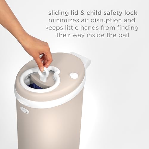 Ubbi Stainless Steel Diaper Pail, Odor Locking, No Special Bag Required, Award-Winning, Registry Must-Have, Taupe