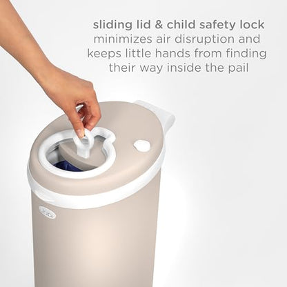 Ubbi Stainless Steel Diaper Pail, Odor Locking, No Special Bag Required, Award-Winning, Registry Must-Have, Taupe