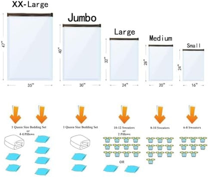 24 Pack Vacuum Storage Bags with Electric Pump, (5 Jumbo, 5 Large, 5 Medium, 5 Small, 4 Roll Up Bags) Space Saver Bag for Clothes, Mattress, Blanket, Duvets, Pillows, Comforters,Travel