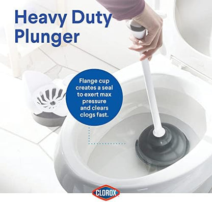 Clorox Toilet Plunger with Hideaway Caddy, Set of 2 – For Bathroom Organization and Storage, Bathroom Accessories, Toilet Unclogger, with Holder, White