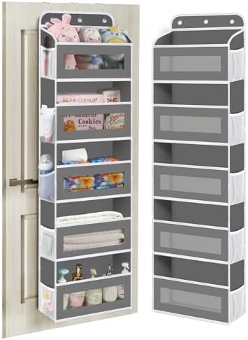 Over The Door Organizer, 5 Shelves Closet Door Hanging Organizer with 10 Mesh Pockets, Nursery Closet Organizer, Baby Essentials, Stuffed Animal Storage