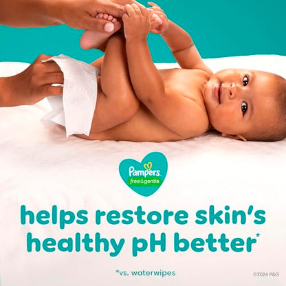 Pampers Baby Wipes, Free & Gentle, Hypoallergenic and Unscented Wipe, 100% Plant Based, Plastic-Free for Babies, 936 Total (12 Flip-Top Packs)