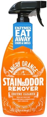 Angry Orange Stain Remover - 32oz Enzyme Pet Cleaner - Dog & Cat Urine Destroyer and Stain Remover - Citrus Spray Cleaning Solution - Puppy Supplies