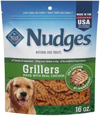 Blue Buffalo Nudges Grillers Natural Dog Treats, Made in the USA with Real Chicken, 16-oz Bag