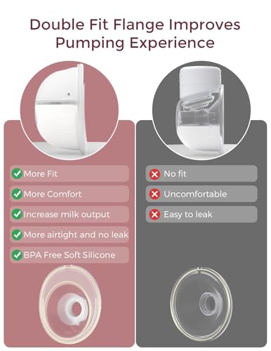 Momcozy Breast Pump Hands Free M5, Wearable Breast Pump of Baby Mouth Double-Sealed Flange with 3 Modes & 9 Levels, Electric Breast Pump Portable - 24mm, 2 Pack Cozy Red