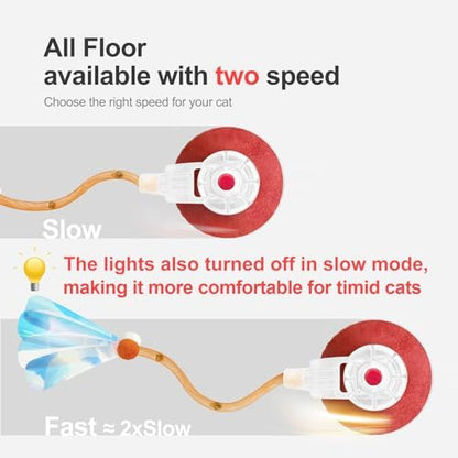 Interactive Cat Toys for Indoor Cats,The 3rd Generation Agile Moving Cat Ball with Elastic Mesh Tail,Automatic Kitten Toys for Bored Indoor Adult Cats,Motion Activated (Orange)