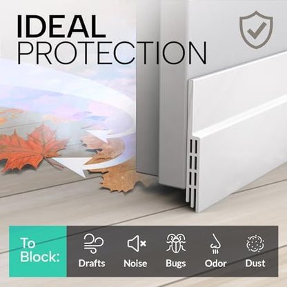 Vellure® Door Draft stoppers for Bottom of Door - New Premium Door Sweep/Door Seal Strip (Save Energy – installs Quickly and Easily) Door Weather Stripping, Ideal for Keeping Out Cold (5x39 White)