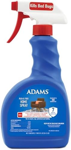 Adams Flea & Tick Home Spray with Precor, Kills Fleas, Flea Eggs, Flea Larvae, Bed Bugs, Ticks, Ants, Cockroaches, Spiders, Mosquitoes And Many Other Listed Nuisance Pests In The Home, 24 Fl Oz