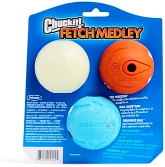 Chuckit Gen 1 Fetch Pack Dog Balls - Interactive Dog Toys, High-Bounce Fetch Ball, Floating Ultra and Rugged Balls, Durable - Size Medium, 2.5-inch Diameter, Set of 3