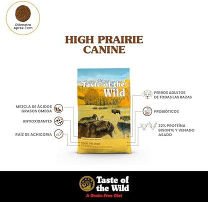 Taste of the Wild High Prairie Canine Grain-Free Recipe with Roasted Bison and Venison Adult Dry Dog Food, Made with High Protein from Real Meat and Guaranteed Nutrients and Probiotics 28lb