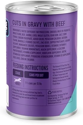 A Strong Heart Wet Dog Food, Cuts in Gravy with Beef - 13.2 oz Cans (Pack of 12), Made in The USA with Real Beef