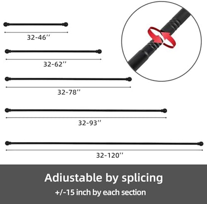 2 Pack Black Curtain Rods for windows 32 to 48 inch, 5/8 inch Splicing Heavy Duty Metal Curtain Rod Set with Brackets