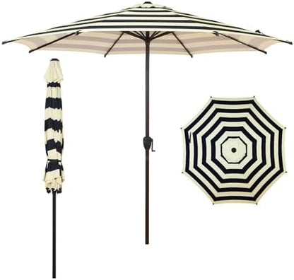 Abba Patio 9FT Lyon Outdoor Patio Umbrella Outdoor Table Umbrella with Push Button Tilt and Crank Market Umbrella 8 Sturdy Ribs UV Protection Waterproof for Garden Deck Backyard Pool, Stripe