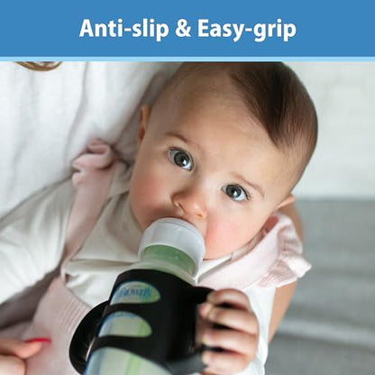 Dr. Brown's Milestones Narrow Sippy Spout Bottle with 100% Silicone Handles, Easy-Grip Handles with Soft Sippy Spout, 8oz/250mL, Light-Blue & Gray, 2-Pack, 6m+