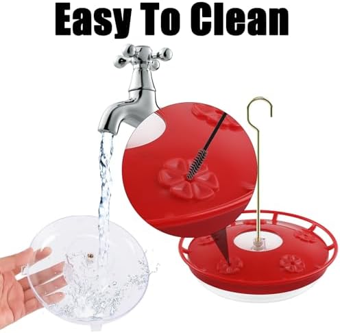 FEED GARDEN 2 Pack 16 OZ Hummingbird Feeders for Outdoor 5 Feeder Ports Ant Bee Proof Leak-Proof Cleaning Brushes Nectar Easy Clean Fill Bird Feeder for Garden Red Décor Gifts for Mom