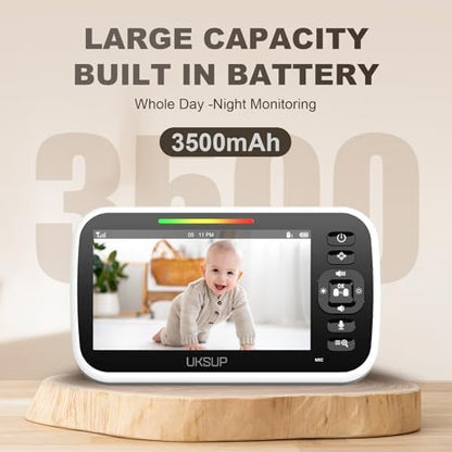 Baby Monitor with Camera and Audio- Video Baby Monitor with 960ft Long Range, Remote Pan-Tilt-Zoom, Night Vision, Temperature Sensor, 2-Way Talk, 8 Lullabies, 30-Hour Battery & No WiFi