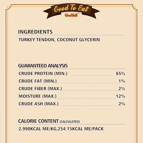 Gootoe Turkey Tendon Dog Treats, Strips 3oz, USA-Sourced Turkey Tendon, Natural Snack, Premium Puppy Chews, Hypoallergenic, Rawhide Free, Reseal Value Bags, Size for Small Dogs