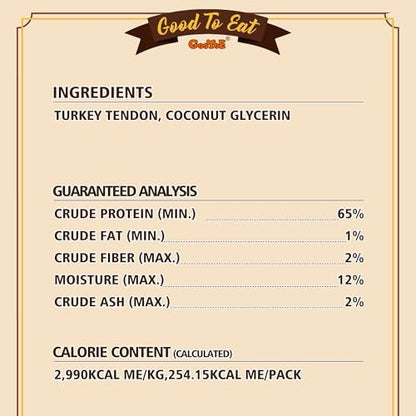 Gootoe Turkey Tendon Dog Treats, Strips 3oz, USA-Sourced Turkey Tendon, Natural Snack, Premium Puppy Chews, Hypoallergenic, Rawhide Free, Reseal Value Bags, Size for Small Dogs
