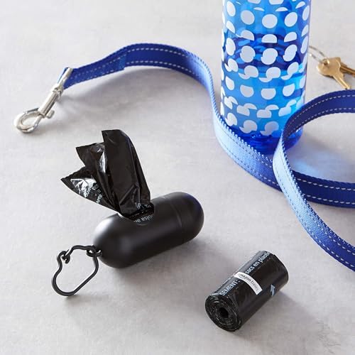 Amazon Basics Dog Poop Bags with Dispenser, 900 Count, Enhanced for Guaranteed Leakproof, Unscented, Includes Leash Clip