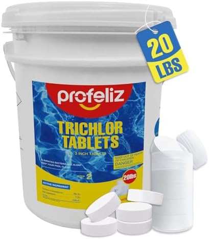 Chlorine Tablets 3 Inch for Swimming Pools, Kills Bacteria and Stops Algae, Slow Dissolving,Exclusive Protective Packaging,Pool Chlorine Tablets,20lbs