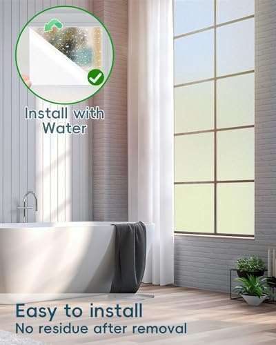 Frosted Glass Window Privacy Film Decorative with Tools, 2 Way Frosting Privacy Film for Glass Windows, Static Cling Tint for Home Anti-UV, Covering Clings 29.5" by 78.74"