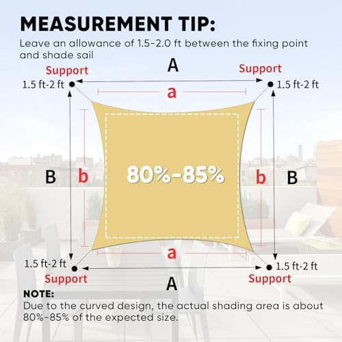 Shade&Beyond Waterproof Sun Shade Sail, 9'x19' Sand Rectangular, UV Resistant Rain Canopy, Curved Edges Shade Cloth for Garden Yard Activities (We Make Custom Size)