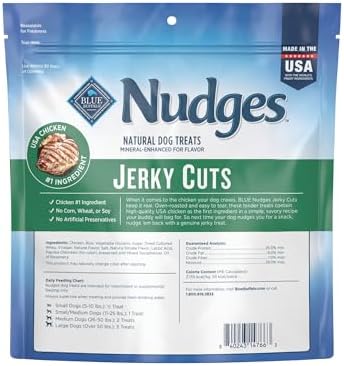 Blue Buffalo Nudges Jerky Bites Dog Treats, Made in the USA with Natural Ingredients, Bite-Sized Pieces, Chicken, 16-oz Bag