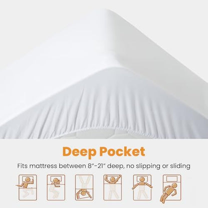 MATBEBY Queen Size Mattress Pad - Cooling Breathable Mattress Topper, Quilted Fitted Mattress Protector, Pillow Top Mattress Cover with 8-21" Deep Pocket, Soft, Machine Washable, White, 60x80 Inches
