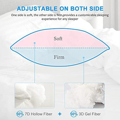 EIUE Hotel Collection Bed Pillows for Sleeping 2 Pack Queen Size，Pillows for Side and Back Sleepers,Super Soft Down Alternative Microfiber Filled Pillows,20 x 30 Inches