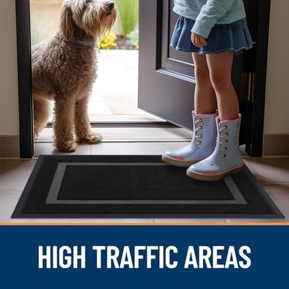 OLANLY Front Door Mat Indoor Outdoor Entrance, Waterproof All-Season, All-Weather Doormat, Sturdy Natural Rubber, Fade Resistant, Low Profile, Easy Clean Patio Porch Entryway Mat, 36x24, Black