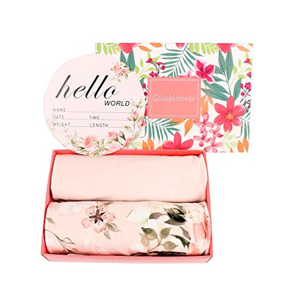 Galabloomer Receiving Blanket Headband Set Flower Print Baby Swaddle Blankets Vintage Rose