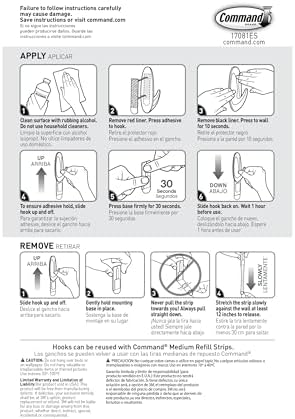 Command Medium Designer Hooks, Damage Free Hanging Wall Hooks with Adhesive Strips, No Tools Wall Hooks for Hanging Decorations in Living Spaces, 9 White Hooks and 12 Command Strips