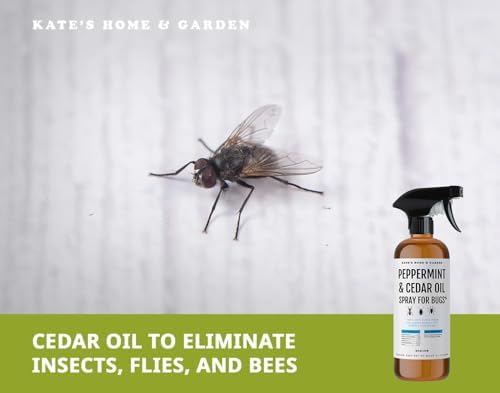 Kate's Home & Garden Peppermint Oil Spray for Bugs, Insects, Spiders. Indoor Repellent Pest Control with Cedarwood Oil (16oz, Natural, Non Toxic)