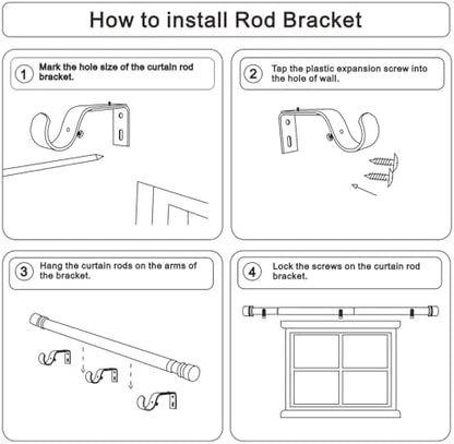 Curtain Rods for Windows 16 to 144 Inches Adjustable Length 1 Inch Diameter Window Curtain Rod with Aluminium Finials, Black