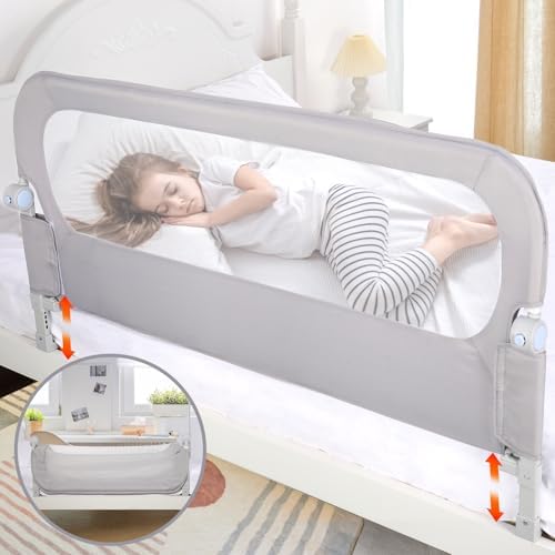Baby Bed Rail Guard for Toddlers - 47" Toddler Bed Side Rails for Twin, Full, Queen Bunk Size Bed Swing Down Bedrail Extral Tall Child Safety Side Railing Guards for Kids