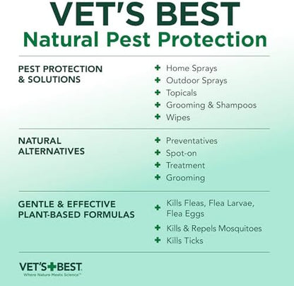 Vet's Best Natural Flea and Tick Yard and Dog Kennel Spray, Plant Safe Tick Spray for Yard with Ready-to-Use Hose Attachment, Mosquito Repellent with Natural Oils, Flea Prevention for Dogs, 32 Ounce