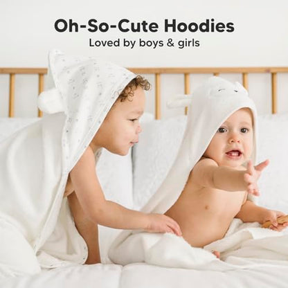 KeaBabies Hooded Baby Towel for Newborn - Viscose Derived from Bamboo Large Baby Bath Towels with Hood for Boys, Girls, Toddler, Extra Absorbent & Soft Newborn Bath Essentials (Lamb)
