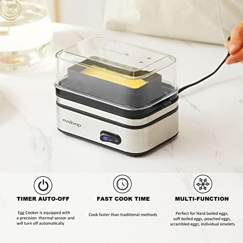 Rapid Egg Cooker Electric 6 Eggs Capacity, Soft, Medium, Hard Boiled, Poacher, Omelet Maker Egg Poacher With Auto Shut-Off, BPA Free