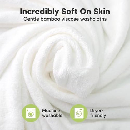 6-Pack Soft Baby Washcloths, Viscose from Bamboo - Kids, Newborn Bath Towels, Infant Shower, Toddler Reusable Face Towel, Gentle on Skin, Face Wash Cloths for Babies, 10x10 (White)