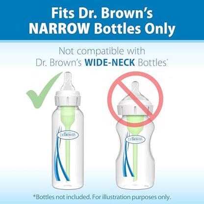 Dr. Brown’s Level T Narrow Baby Bottle Nipple, Slower Flow Rate for Infants, 100% Silicone Bottle Nipple, BPA Free, 0m+ – 6-Pack