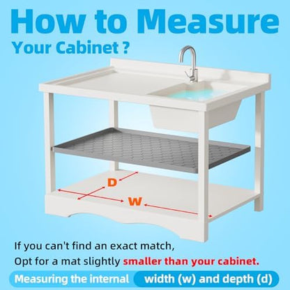 Silicone Under Sink Mat 34" x 22", Kitchen Essentials and Gadgets, Shelf Liner and Cabinet Protector, Home Organizers and Storage, Waterproof Bathroom Tray